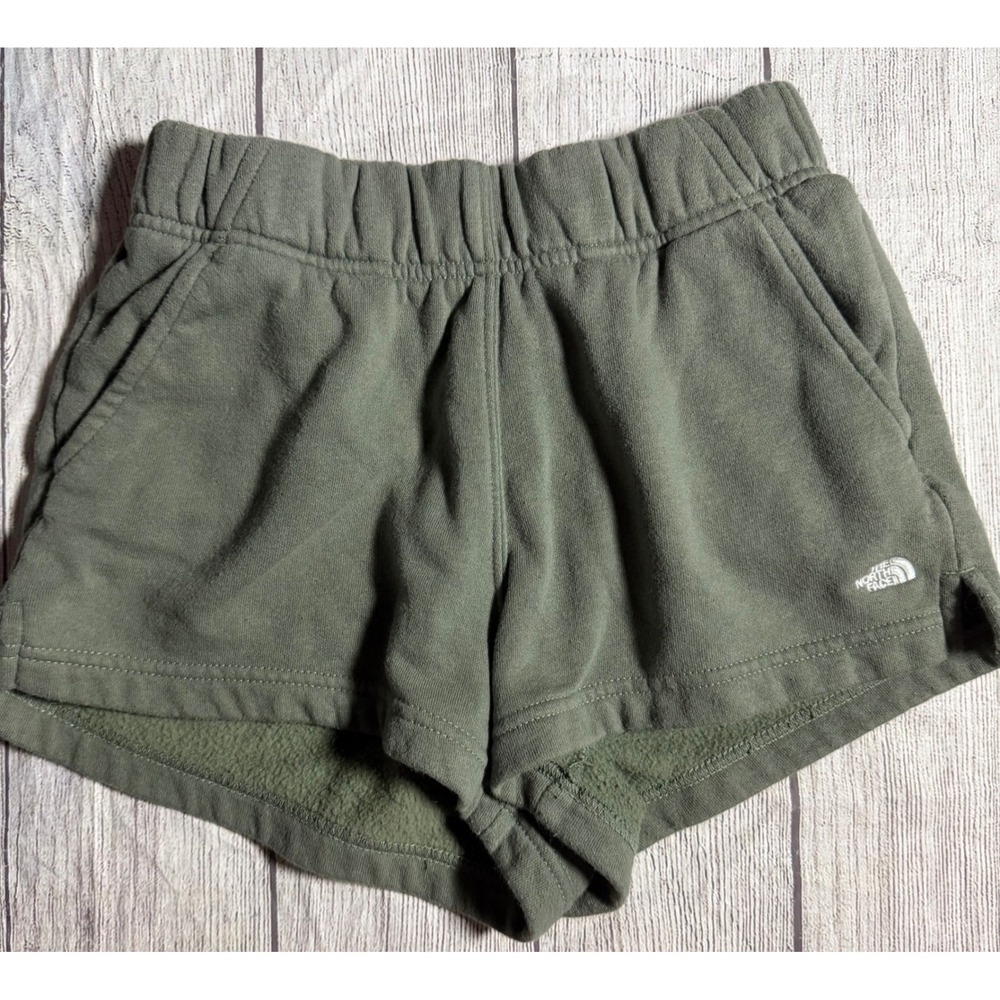 The North Face Womens Fleece Shorts Olive Green Elastic Waist Athletic Size XS